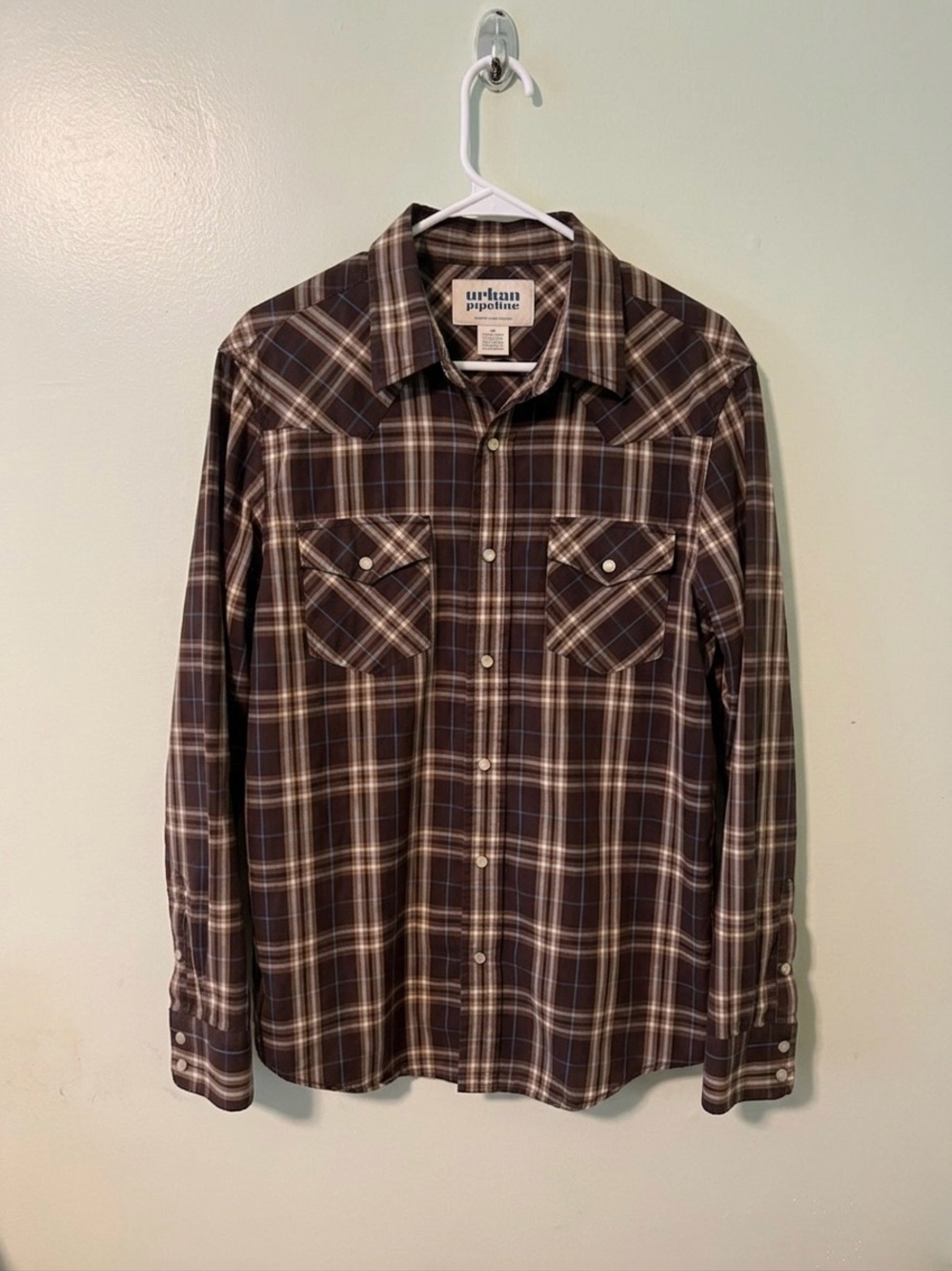 urban pipeline Brown and Cream Plaid Button-Down Shirt